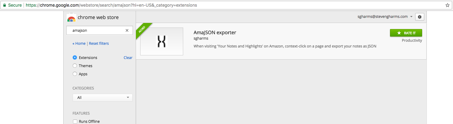 AmaJson Chrome Extension Page