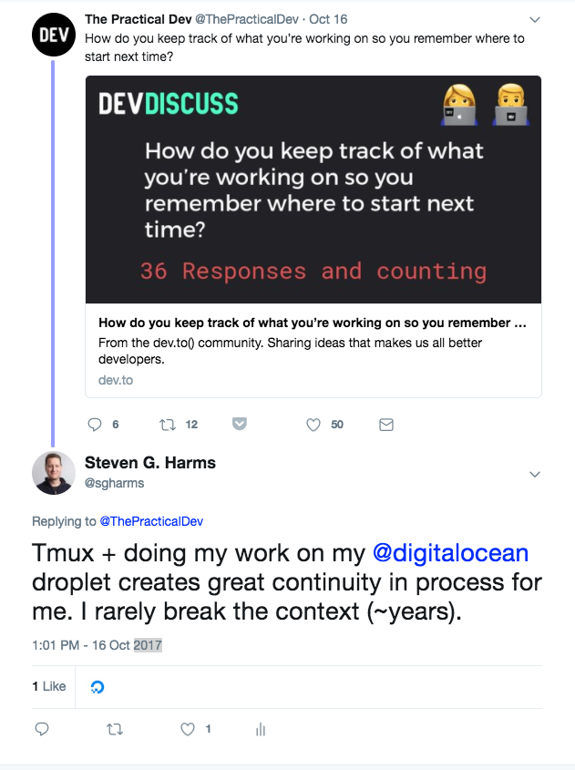 @sgharms reply about tracking process