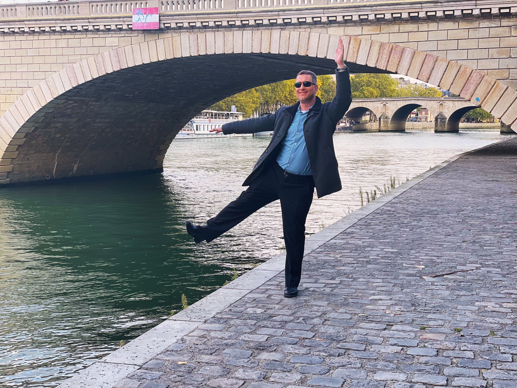 Me, hamming it up along the Seine