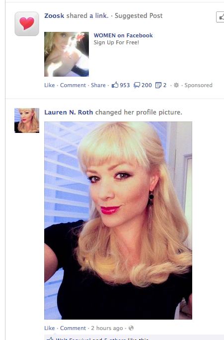 So the person I&rsquo;m &lsquo;In A Relationship&rsquo; with updates her picture, then you show me blonde, single women.  Is Facebook a jerk?