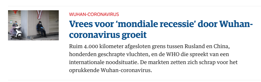 NRC Handelsblad reports crisis from the Wuhan-originating Virus