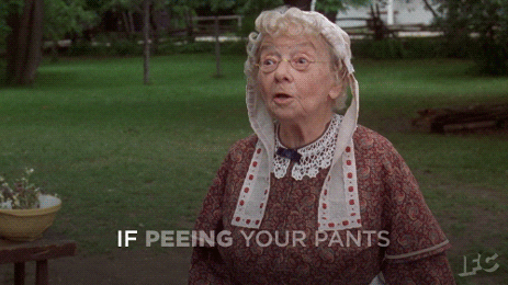 Gif of the
old woman bragging about her incontinence from the film Billy Madison