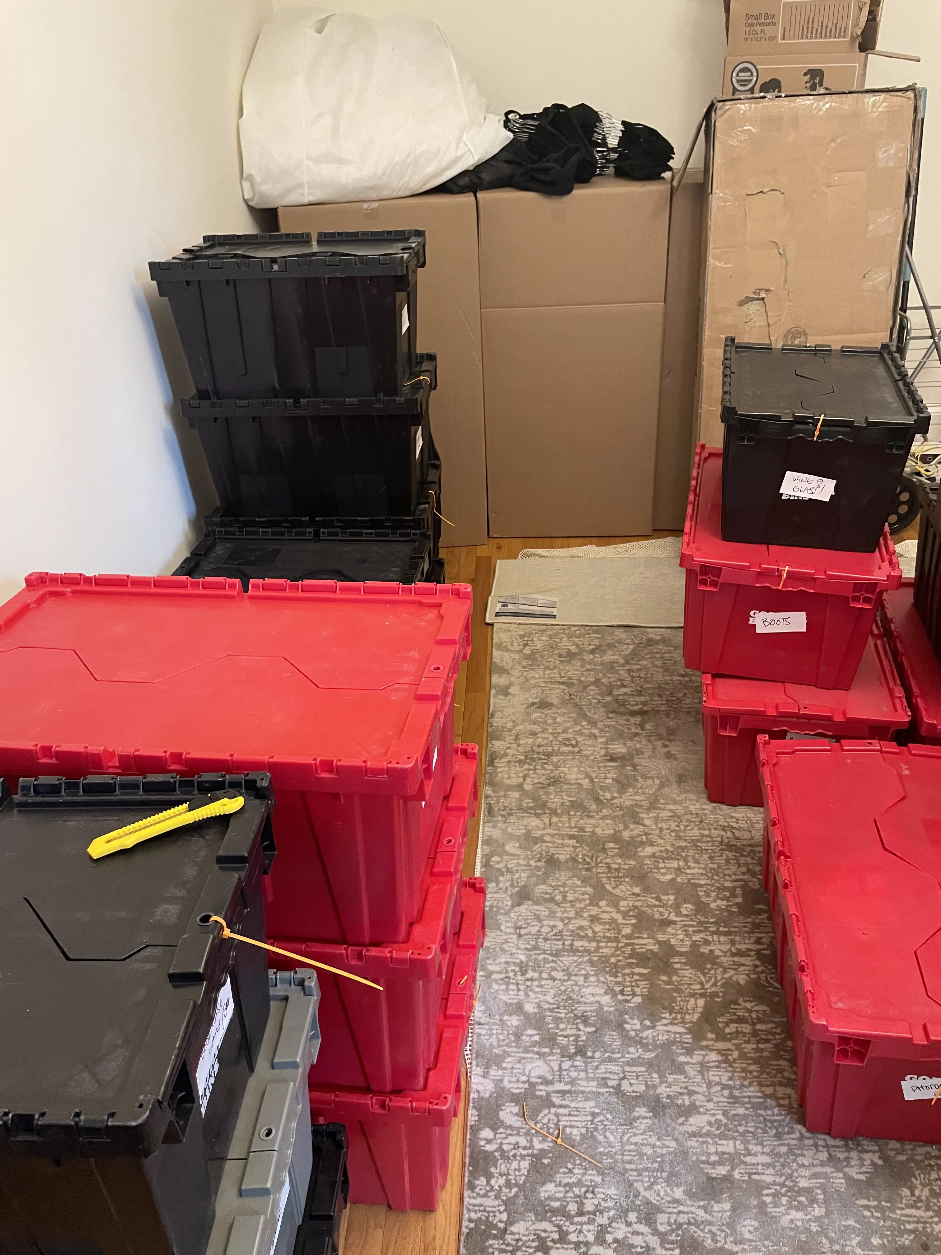 We moved using "Gorilla Bins." Can't recommend this strongly enough. They're strong, don't require you to make boxes from cardboard and don't clutter up your work area in big tape-wrapped piles as you unpack.