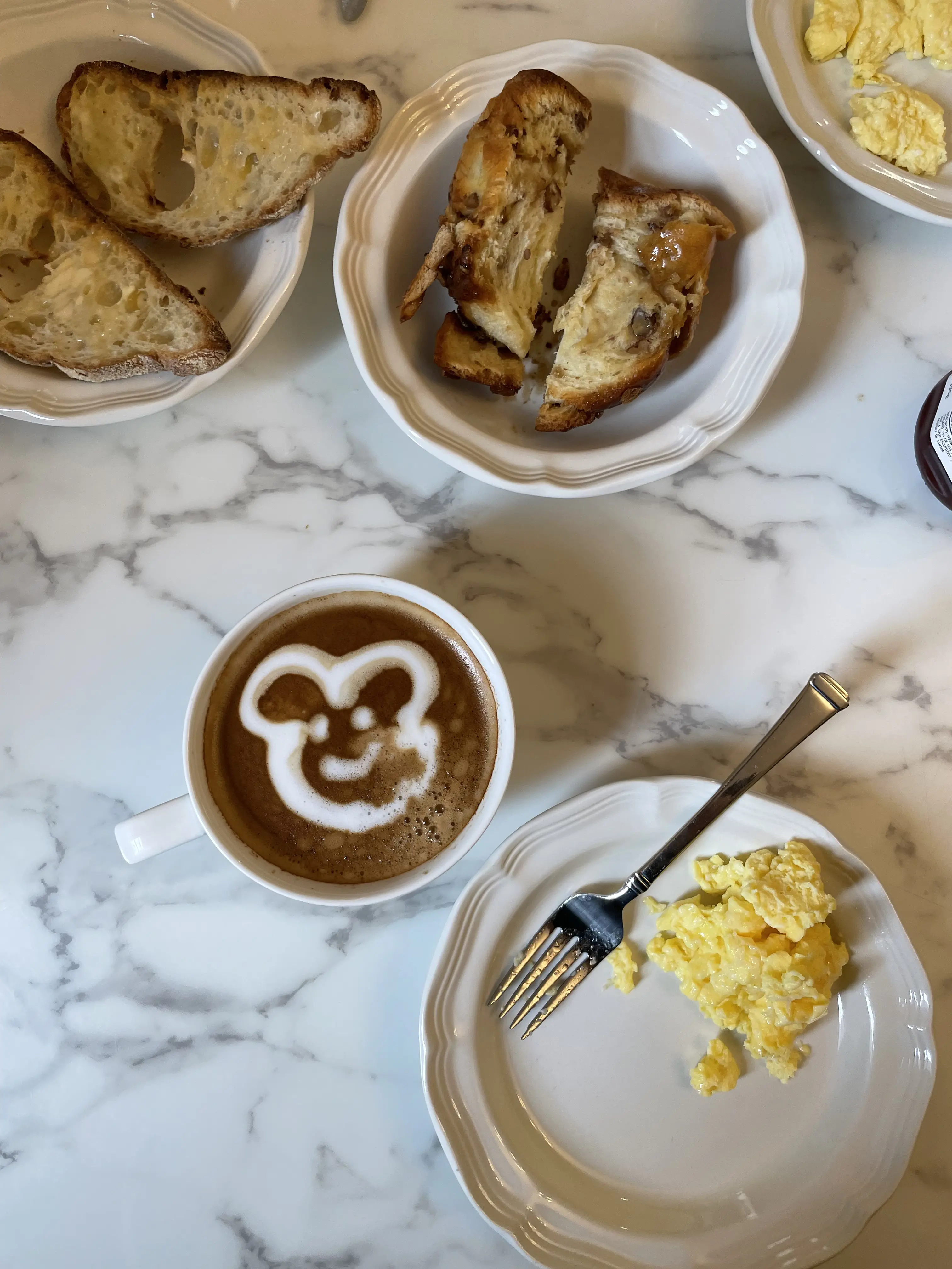 Eggs, Orwasher&rsquo;s toast &amp; babka, and a likeness of myself in the latté art