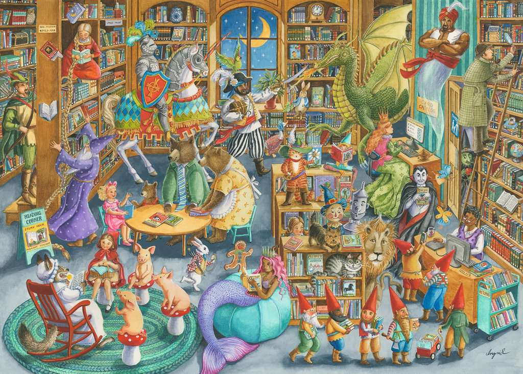 Midnight at the Library, a jigsaw puzzle from Ravensburger