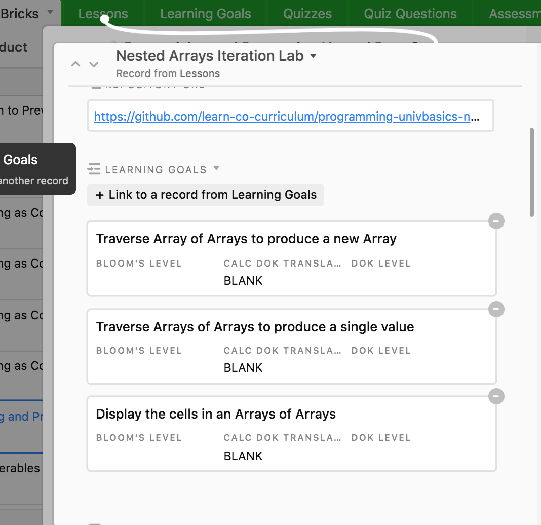 Step into the “Nested Arrays Iteration Lab” Record